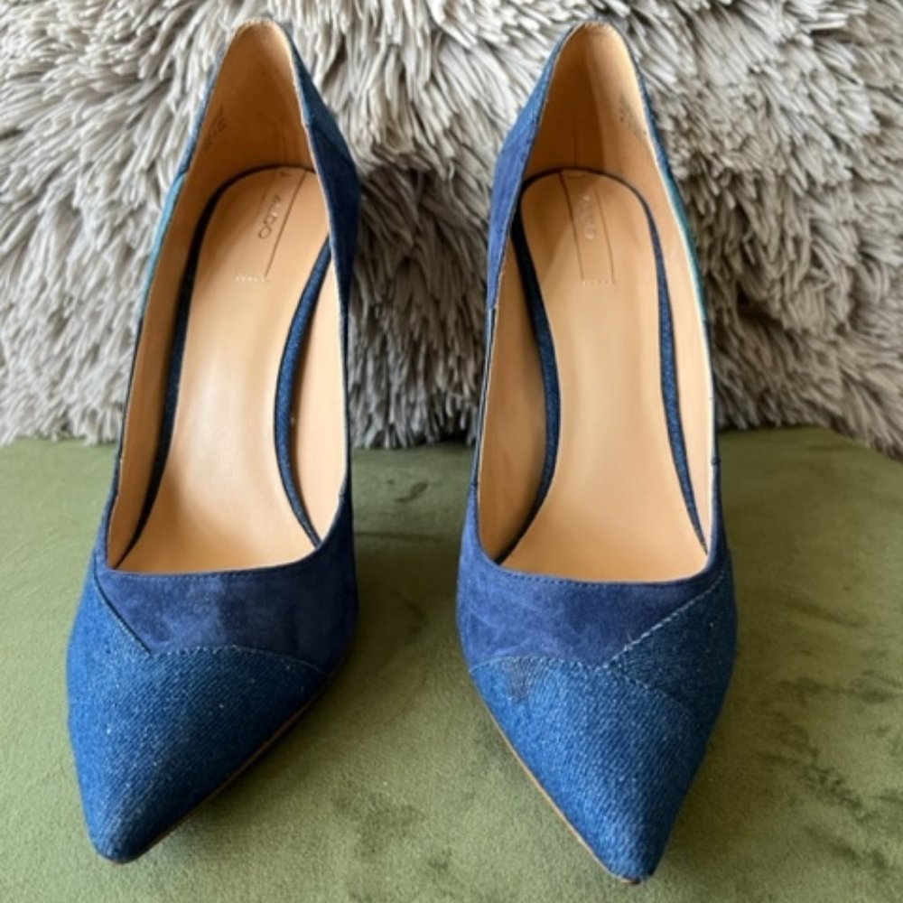 Aldo Blue Suede Leather denim pumps heels